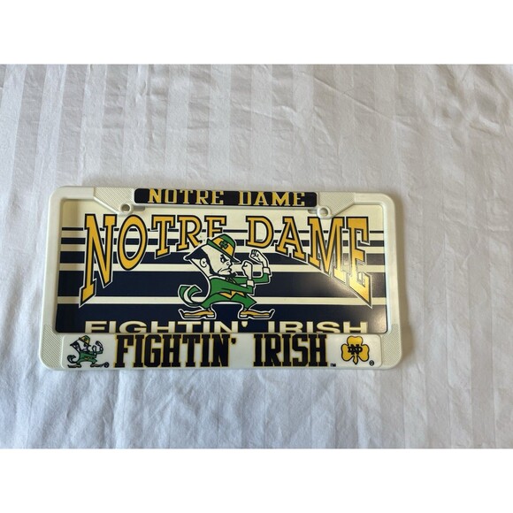 Notre Dame Fighting Irish Vanity License Plate With Cover Vintage Authentic Read - Picture 1 of 7